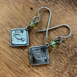 Sterling Fish & Peridot Dangle Earrings